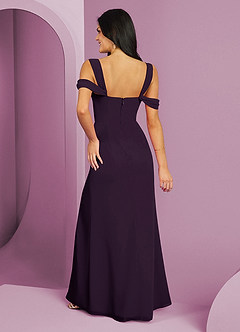 Barbie ♥ Azazie Bridesmaid Dresses Plum A-Line Off the Shoulder Chiffon Dress image6