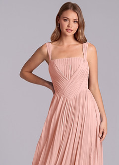 Azazie Mina Bridesmaid Dresses Rosette A-Line Pleated Chiffon Dress image2