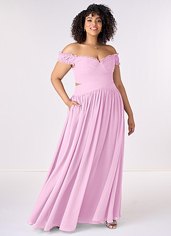 Barbie ♥ Azazie Bridesmaid Dresses Candy Pink A-Line Off the Shoulder Chiffon Convertible Dress image7