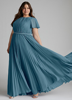 Azazie Kara Modest brudtärna klänningar Klänning A-Line Plisserad Golvlängd Chiffong image10