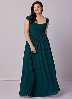 Barbie ♥ Azazie Bridesmaid Dresses Pine A-Line Corset Chiffon Dress image12