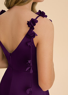 Azazie Gumdrop Junior Empire Plissee Stretch-Satin Kleid Traube image6