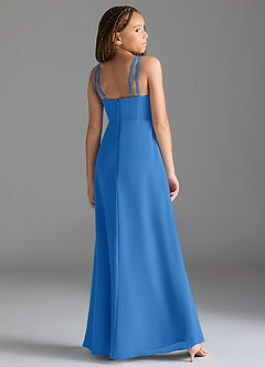Azazie Leo Junior Abito Sirena in Chiffon Plissettato Blue Jay image5