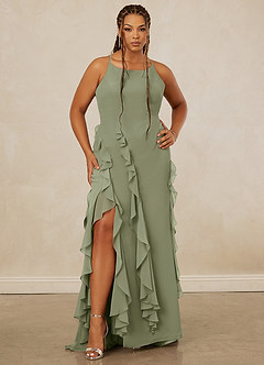 Christian Siriano Bridal for Azazie 1006 Bridesmaid Dresses Pistachio Mermaid Ruched Chiffon Dress image8
