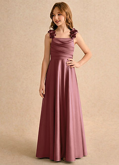 Azazie Rosita Girls Formal Flower Girl Klänningar Klänning A-Line i Stretch Satin Plisserad image4