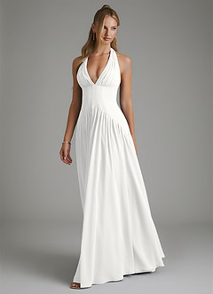 Azazie Alicia Bridesmaid Dresses White A-Line Pleated Chiffon Dress image4
