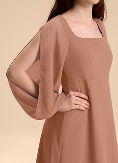 Azazie Bondi Junior Bronzer A-Line Blouson Chiffon Dress image8