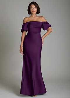 Azazie Lea Bridesmaid Dresses Grape Mermaid Off the Shoulder Stretch Satin Convertible Dress image8