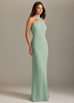 Azazie Doretta Bridesmaid Dresses Agave Mermaid Pleated Chiffon Dress image3