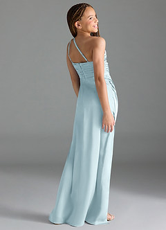 Azazie Eren Junior Cloud Blue Sheath Pleated Stretch Satin Dress image5