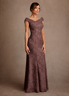 Azazie Aberdeen vestidos de madre de la novia Vestido de Expresado de Devorado Floral de Corte Recto con Plisado image3