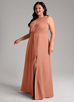 Azazie Phaedra Bridesmaid Dresses MAI TAI A-Line One Shoulder Chiffon Dress image12