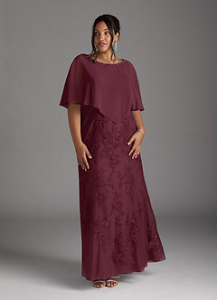Azazie Whilhelmina Mother of the Bride Dresses Cabernet Mermaid Lace Chiffon Dress image11