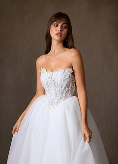 Azazie Sariyah Wedding Dresses Diamond White Ball-Gown Off the Shoulder Tulle Dress image11