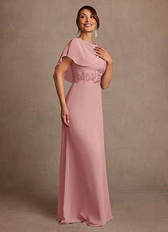 Azazie Frieda Mother of the Bride Dresses Dusty Rose A-Line Applique Chiffon Dress image4