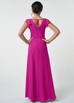 Azazie Claudine Junior Fuchsia A-Line Pleated Chiffon Dress image2
