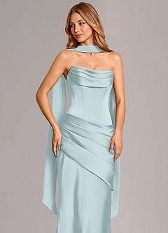 Azazie Pelagia Brudtärnklänningar Klä av Sjöjungfru i Stretch Satin Korsett Dimma Konvertibel image5