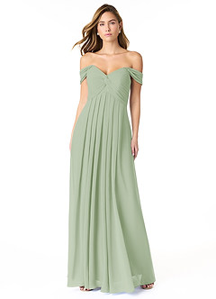 Azazie Kaitlynn Bridesmaid Dresses Dusty Sage Empire Ruched Chiffon Convertible Dress image2