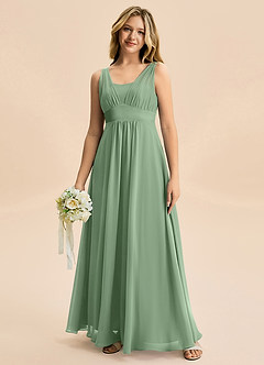 Azazie Odette Junior Matcha A-Line Sweetheart Neckline Chiffon Dress image3