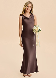 Azazie Rylina Junior Ganache Mermaid Stretch Satin Dress image3
