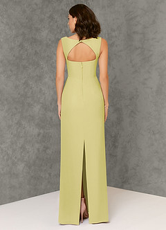 Azazie Flori Robes de demoiselle d'honneur Robe Fourreau en Mousseline de soie Col Carré Sorbet Citron image2