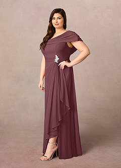 Azazie Mary Mother of the Bride Dresses Sangria A-Line Side Slit Chiffon Dress image7