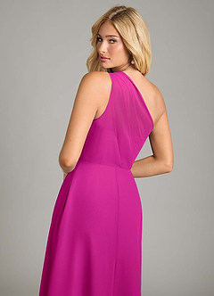 Azazie Phaedra Bridesmaid Dresses Fuchsia A-Line One Shoulder Chiffon Dress image6