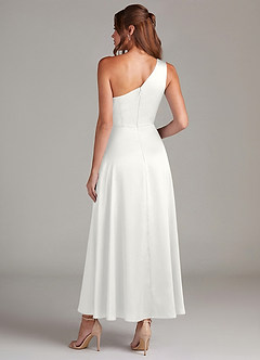 Azazie Brooke Suknie dla druhen Linia A Jedno ramię Satyna elastyczna Długość kostki Sukienka image7