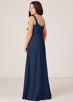 Azazie Renee Junior Dark Navy A-Line Side Slit Chiffon Dress image4