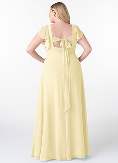 Azazie Syenna Brautjungfernkleider A-Linie Gestreift Chiffon Kleid Zitronensorbet image7