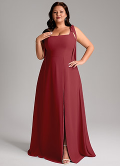 Azazie Debra Bridesmaid Dresses Pomegranate A-Line with Pockets Chiffon Convertible Dress image10