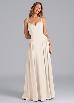 Azazie Kirby Final Sale White Alabaster A-Line Stretch Satin Dress image1