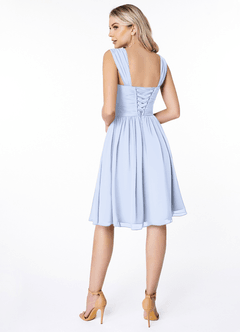 Azazie Angie Brautjungfernkleider A-Linie Korsett Chiffon Kleid Eis image2