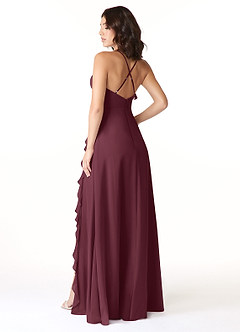 Azazie Tarni Bridesmaid Dresses Cabernet A-Line Chiffon Dress image2