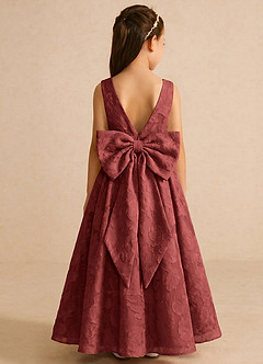 Azazie Pipssy Robe Demoiselle D'honneur Fillette Robe Trapèze en Blumen-Burnout Plissé Terracotta image1