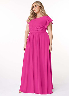 Azazie Daphne Modest Bridesmaid Dresses A-Line Ruffled Chiffon Floor-Length Dress image9
