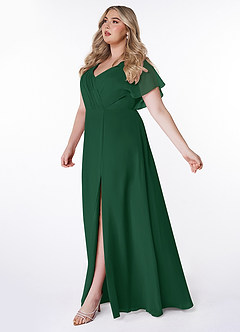 Azazie Rylee Bridesmaid Dresses Dark Green A-Line Pleated Chiffon Dress image8