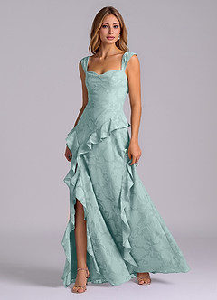 Azazie Sloane Bridesmaid Dresses Mist A-Line Sweetheart Neckline Floral Burnout Dress image3