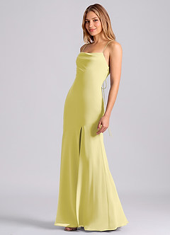 Azazie Grata Robes de demoiselle d'honneur Robe Sirène en Mousseline de soie Plissée Sorbet Citron image4
