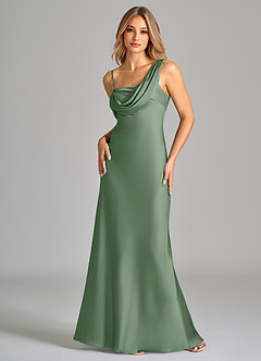 Azazie Celina Brautjungfernkleider Etui Schulterfrei Stretch-Satin Kleid Matcha image3