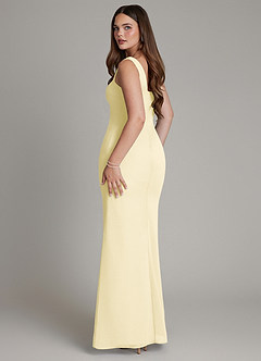 Azazie Hadley Essayer des robes à la maison Robe Sirène en Mousseline de soie Plissée Sorbet Citron image5