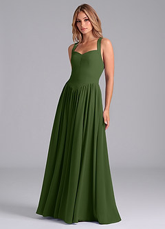 Azazie Francis Bridesmaid Dresses Olive A-Line Corset Chiffon Dress image5