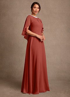 Azazie Winnifred 신부의 어머니 드레스 A라인 구슬 쉬폰 플로어 길이 드레스 image2