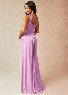 Azazie Hillian Bridesmaid Dresses Candy Pink A-Line Halter Pleated Mesh Dress image4
