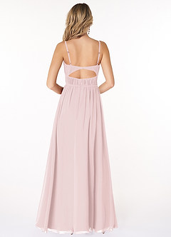 Azazie Yanelie Bridesmaid Dresses Blushing Pink A-Line Scoop Pleated Chiffon Dress image4