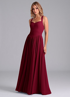 Azazie Francis Bridesmaid Dresses Burgundy A-Line Corset Chiffon Dress image5