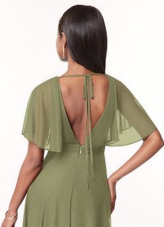 Azazie Tinsley Bridesmaid Dresses Pistachio A-Line Pleated Mesh Dress image4