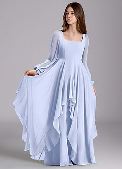 Azazie Clara Junior Vestido de Hielo de Gasa de Corte en A con Blusón image1