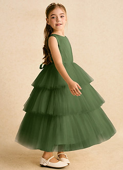 Azazie Marshmallow Sukienki dla dziewczynek sypiących kwiaty Suknia balowa Ukłon Tiul Długość kostki Sukienka image3