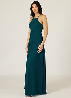 Azazie Sarah Bridesmaid Dresses Pine Empire Pleated Chiffon Dress image4